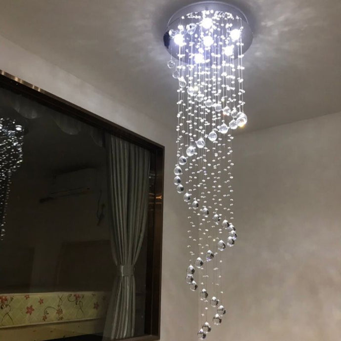 Modern K9 Large LED Spiral Crystal Chandelier