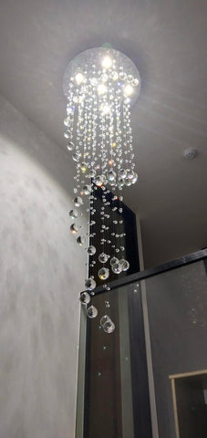 Image of Modern K9 Large LED Spiral Crystal Chandelier
