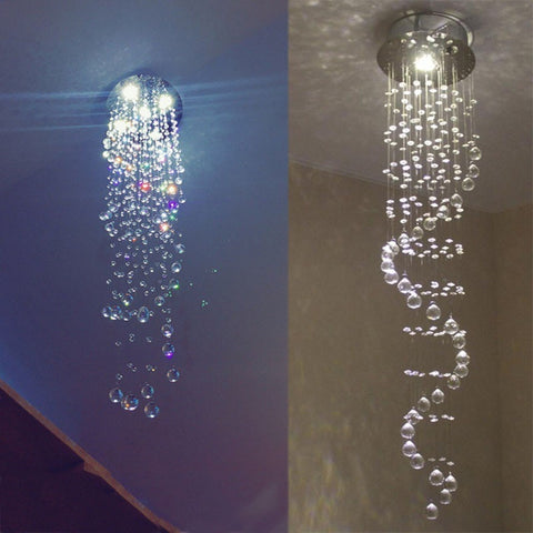 Image of Modern K9 Large LED Spiral Crystal Chandelier