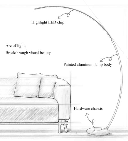 Image of Modern Nordic Arc Shape Floor Lamp
