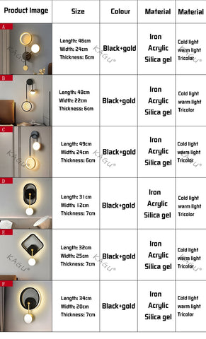 Image of Hot Sale Led Black And Gold Wall Lamp