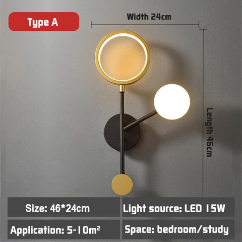 Image of Hot Sale Led Black And Gold Wall Lamp
