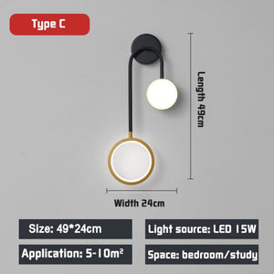 Hot Sale Led Black And Gold Wall Lamp