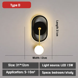Hot Sale Led Black And Gold Wall Lamp