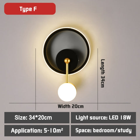 Image of Hot Sale Led Black And Gold Wall Lamp