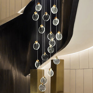Modern Luxury Golden Round Crystal LED Chandelier Staircase Chandelier