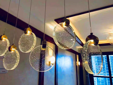 Image of Modern Luxury Golden Round Crystal LED Chandelier Staircase Chandelier
