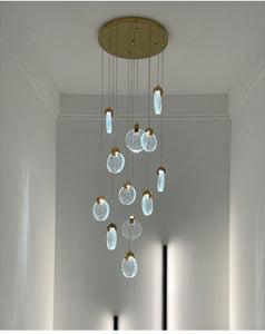 Modern Luxury Golden Round Crystal LED Chandelier Staircase Chandelier