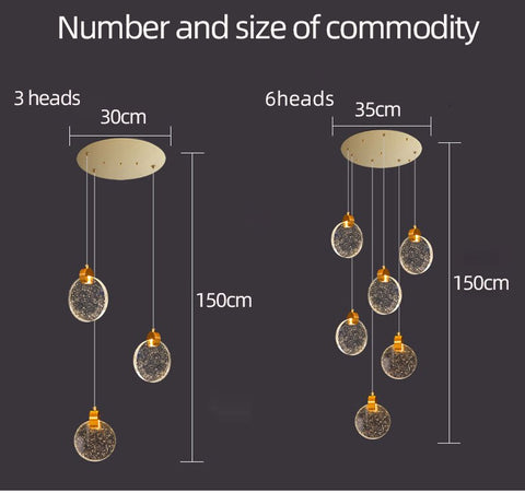 Image of Modern Luxury Golden Round Crystal LED Chandelier Staircase Chandelier