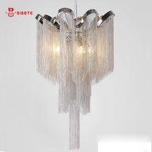 Load image into Gallery viewer, Aluminum Chain Tassel Chandelier Loft Chandeliers For Dining Living Room Kitchen