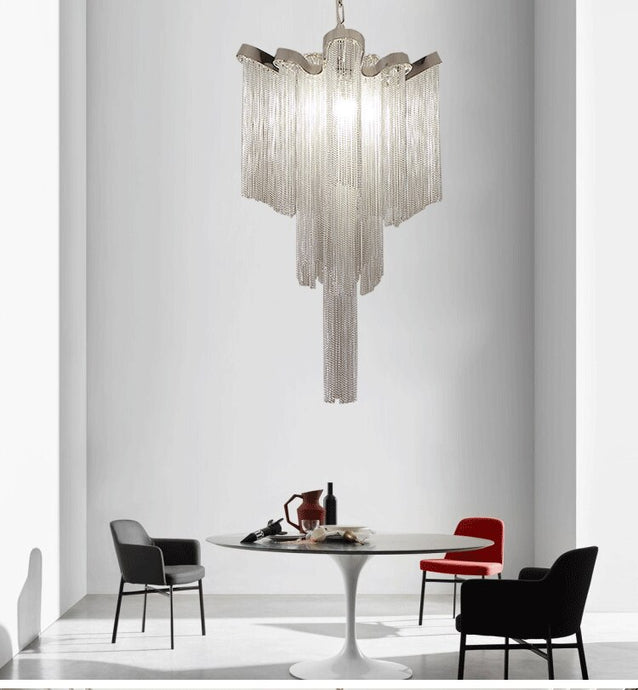 Aluminum Chain Tassel Chandelier Loft Chandeliers For Dining Living Room Kitchen