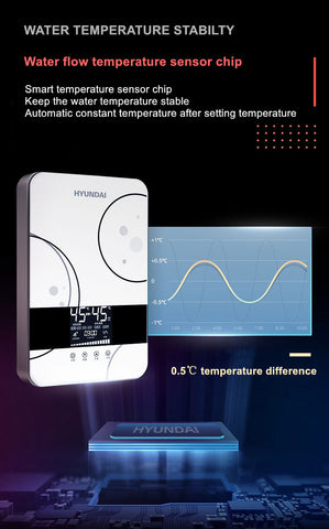 Image of HYUNDAI Instant Electric Water Heater for Bathroom & Kitchen Intelligent Constant Temperature