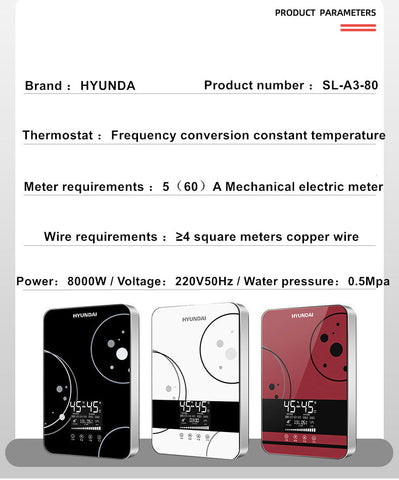 Image of HYUNDAI Instant Electric Water Heater for Bathroom & Kitchen Intelligent Constant Temperature
