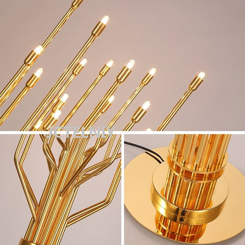 Image of Gold-Colored Modern Tree Lamp - Decorative Floor Lamp, Stainless Steel