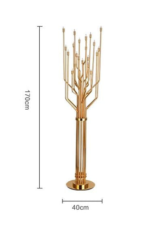 Image of Gold-Colored Modern Tree Lamp - Decorative Floor Lamp, Stainless Steel