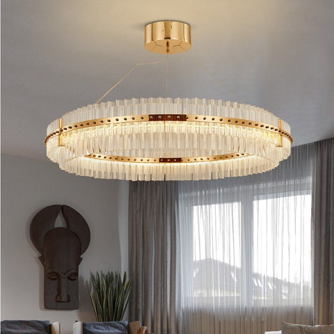 Image of Round Glass Chandelier - Modern Style Living Room Lighting