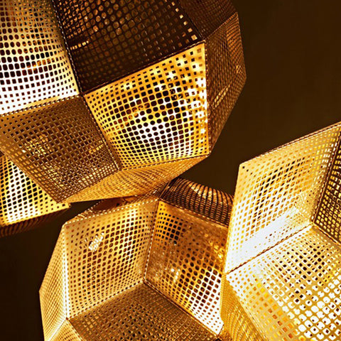 Image of Geometric Globe Metal Mesh Gold Silver Industrial Pendant Light