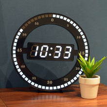 Load image into Gallery viewer, Hanging Wall Clock Black Circle Automatically Adjust Brightness Digital Led Display