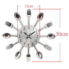 Load image into Gallery viewer, Cutlery Metal Kitchen Wall Clock Spoon Fork