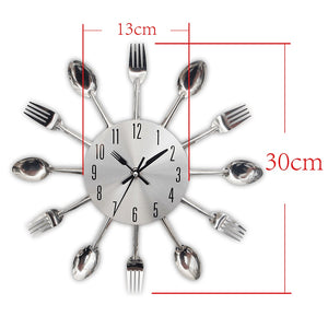 Cutlery Metal Kitchen Wall Clock Spoon Fork