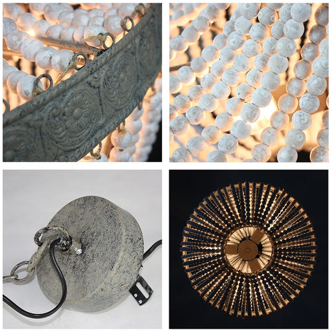 Image of Metis - Vintage Wooden Beaded Round Chandelier