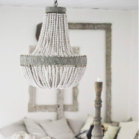 Image of Metis - Vintage Wooden Beaded Round Chandelier