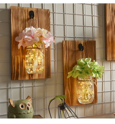 Image of Jinx - Wall Mounted Fairy Light Mason Jar