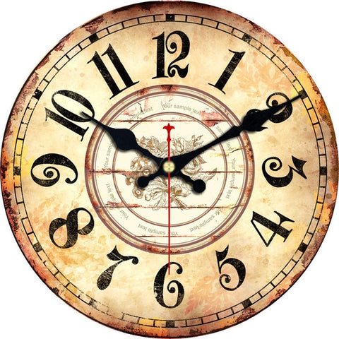 Image of Vintage Wooden Wall Clock Brief Design Silent