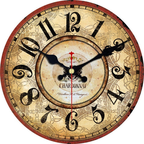 Image of Vintage Wooden Wall Clock Brief Design Silent