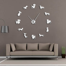 Load image into Gallery viewer, DIY Wall Art Wiener-Dog Puppy Dog Giant Wall Clock With Mirror Effect