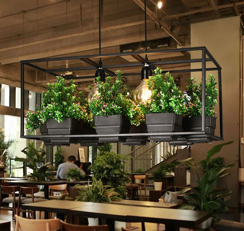 Image of Metta - Wrought Iron Suspended Planter Lamp