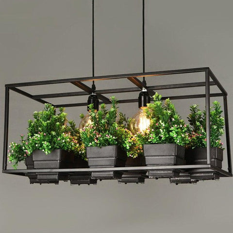 Image of Iron Plant Pot Bar Creative Suspension Lamp Light