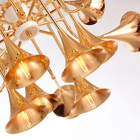 Image of Post-Modern Italy Style Lighting - Trumpet Chandelier - Gold Colored Art, 12/16/24 Heads