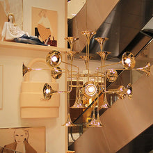 Load image into Gallery viewer, Post-Modern Italy Style Lighting - Trumpet Chandelier - Gold Colored Art, 12/16/24 Heads