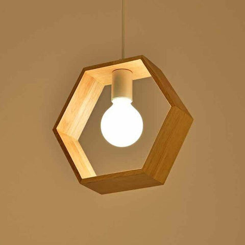 Image of Geometric Hanging Wooden Lights