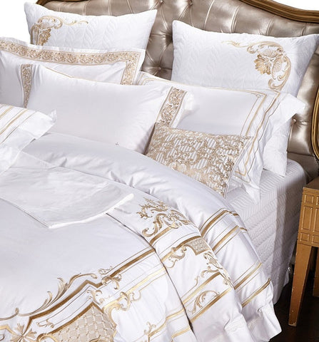Image of Egyptian Cotton White Luxury Bedding Sets