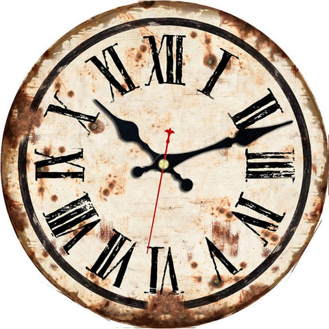 Image of Vintage Wall Clock Roman Number Design Silent No Ticking Sound
