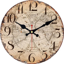 Load image into Gallery viewer, Antique Clocks Silent World Map Sailboat Design Clock