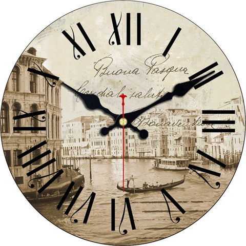 Image of Antique Clocks Silent World Map Sailboat Design Clock