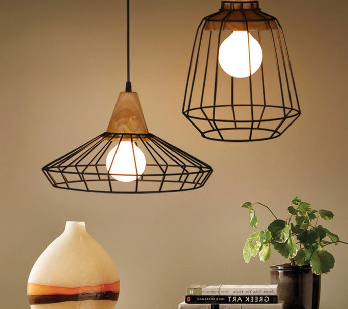 Modern Nordic Wrought Iron Hanging Cage Lamp