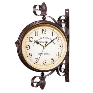 New European Style Vintage Clock Innovative Fashionable Double Sided Wall Clock