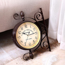 Load image into Gallery viewer, New European Style Vintage Clock Innovative Fashionable Double Sided Wall Clock