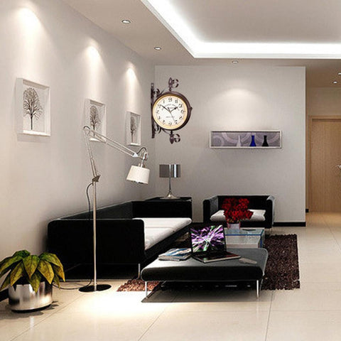 Image of New European Style Vintage Clock Innovative Fashionable Double Sided Wall Clock