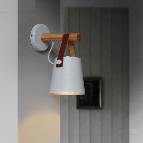 Image of Wooden Lantern Nordic Hanging Wall Lamp