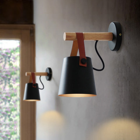 Wooden Lantern Nordic Hanging Wall Lamp