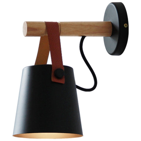 Image of Wooden Lantern Nordic Hanging Wall Lamp