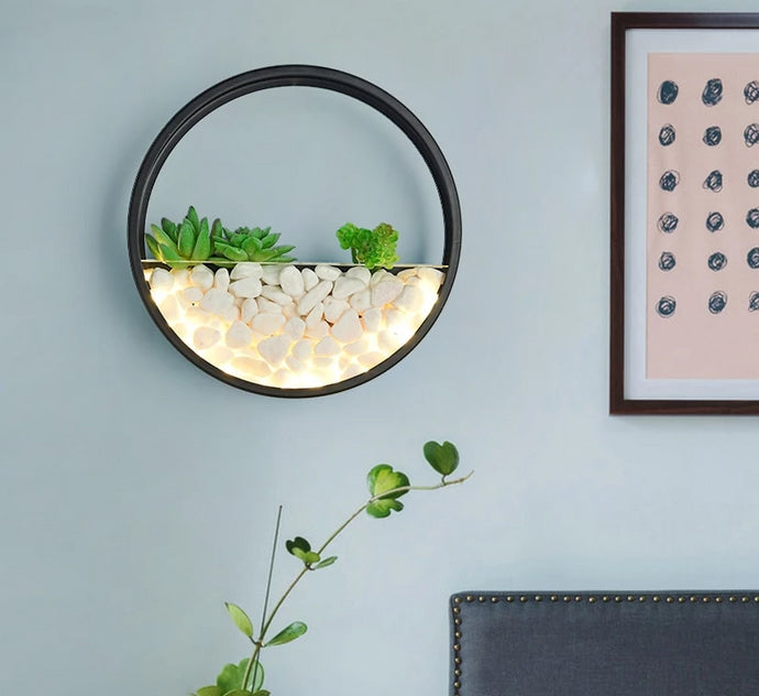 Maximus - Round Metal Wall Mounted Planter Lamp