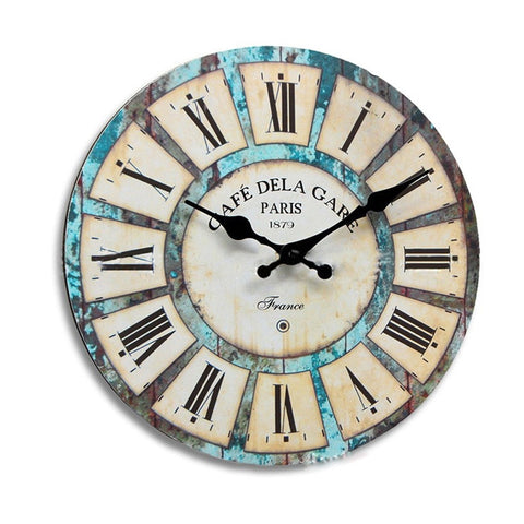 Image of Vintage Round Wall Clock Retro Home Decoration