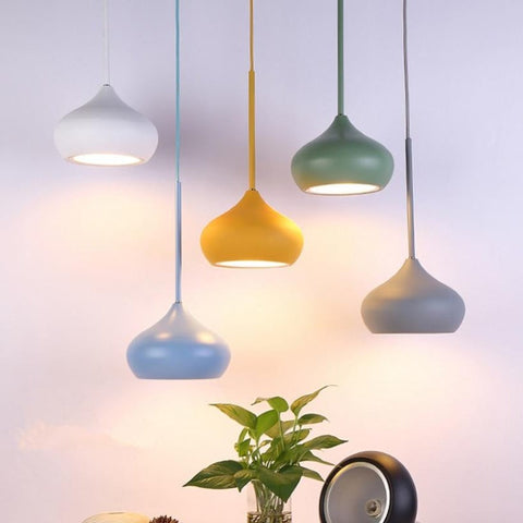 Image of Colourful Dome Shaped Lampshade LED Pendant Lights