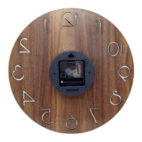 Image of Vintage Arabic Numeral Design Rustic Country Tuscan Style Wooden Decorative Round Wall Clock